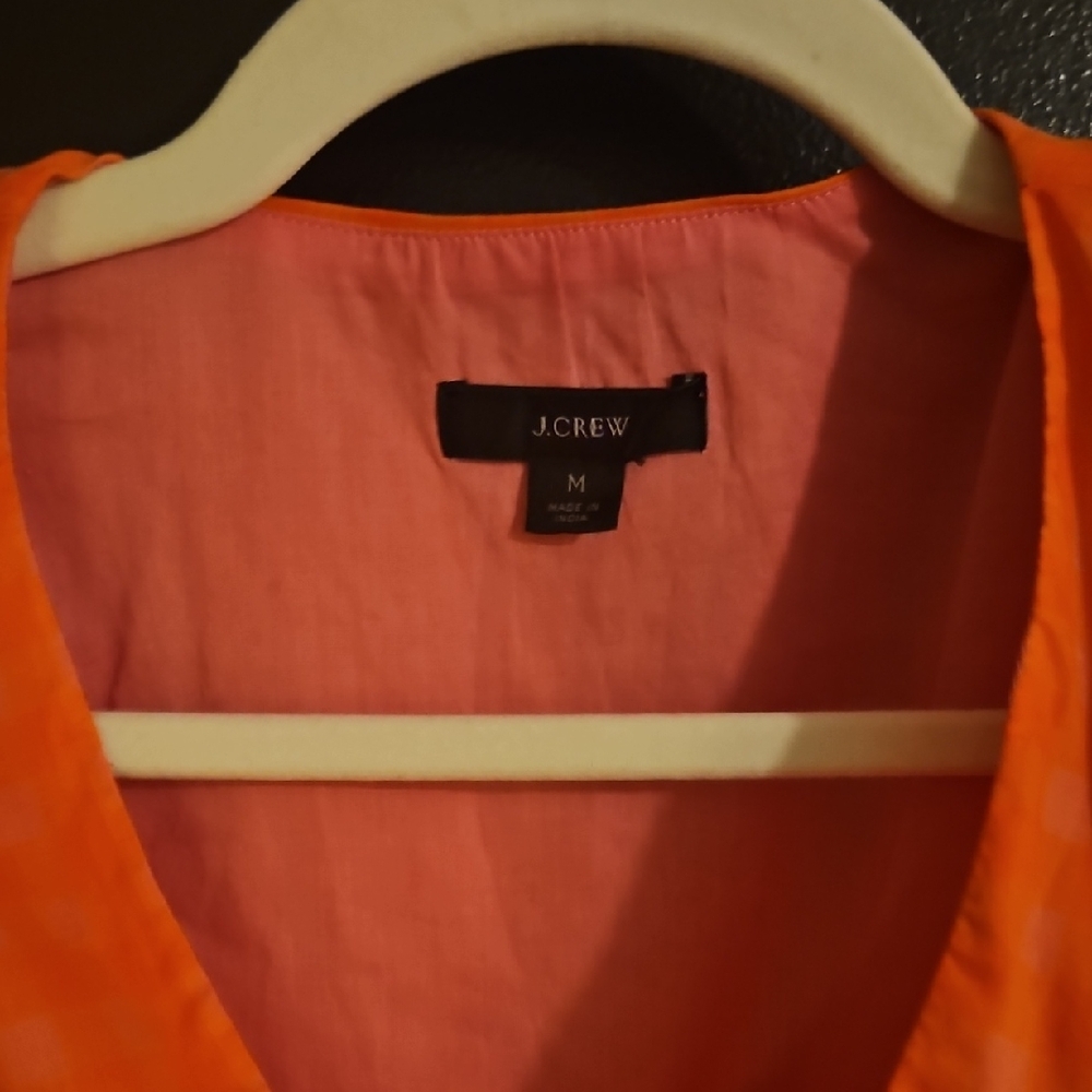J. Crew Bright Orange V-Neck Blouse